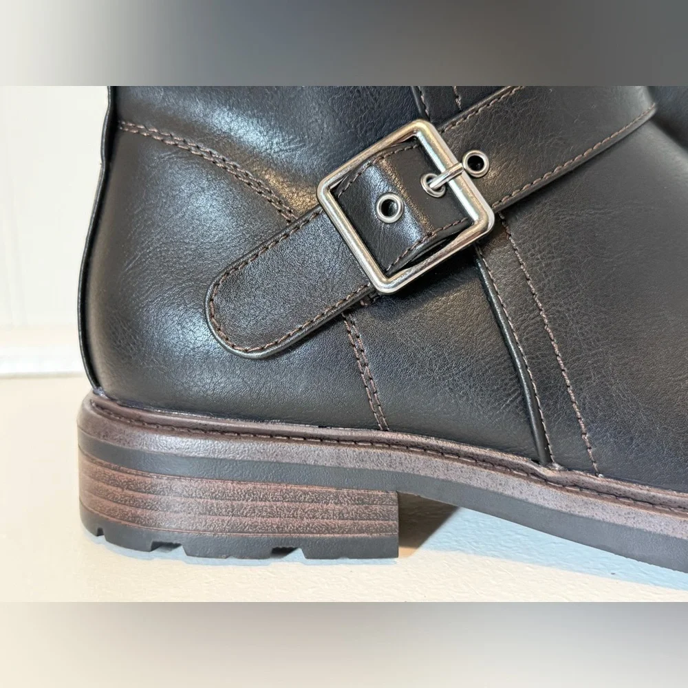 Men's George Faux Leather Moto Gunner Ankle Buckle Boot - Black 8M